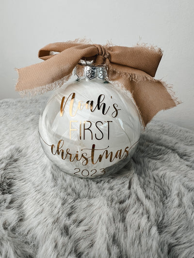 Weihnachtskugel "First Christmas"⎟transparente Christbaumkugel⎟Baumschmuck zum Verschenken