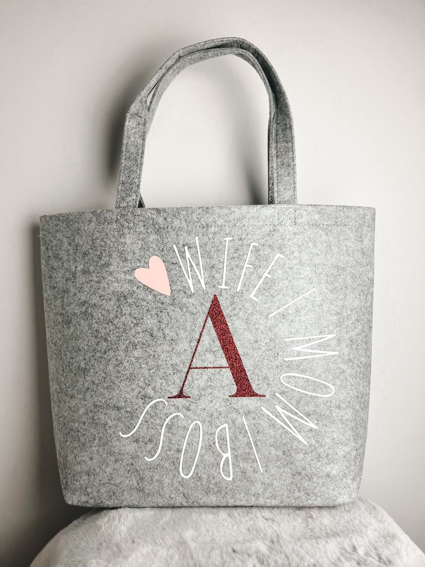 XXL Filztasche Design "Lieblingsmensch" | mit Initial & Bezeichnung [INDIVIDUALISIERBAR / PERSONALISIERBAR]