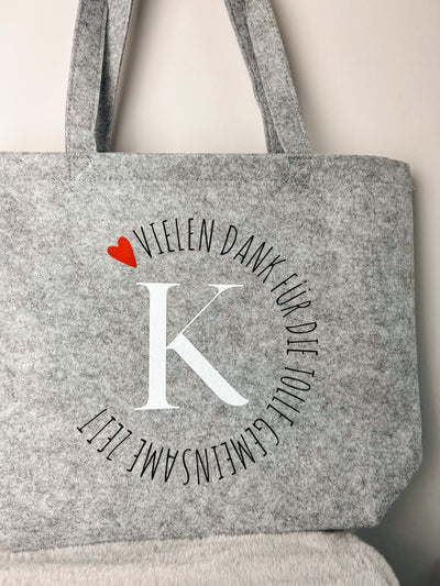 XXL Filztasche Design "Lieblingsmensch" | mit Initial & Bezeichnung [INDIVIDUALISIERBAR / PERSONALISIERBAR]