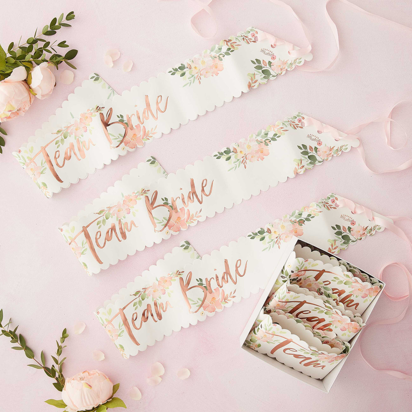 Team Bride Schärpen Design "Floral JGA" | Team Bride Accessoires | JGA Partyzubehör | 6 Stück