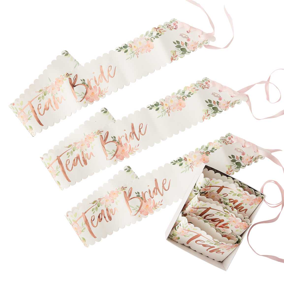 Team Bride Schärpen Design "Floral JGA" | Team Bride Accessoires | JGA Partyzubehör | 6 Stück