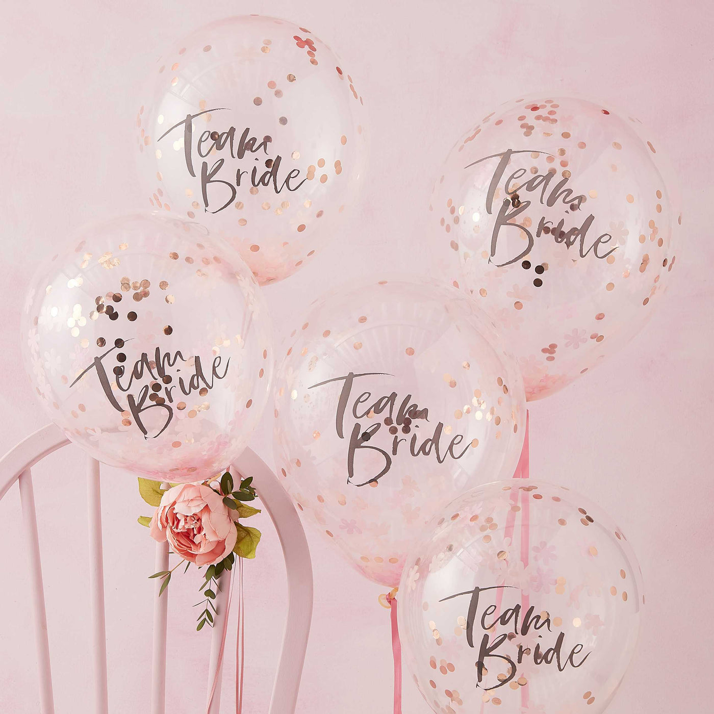 Konfetti Luftballons Design "Floral JGA" | "Team Bride" | JGA Partyzubehör | 5 Stück