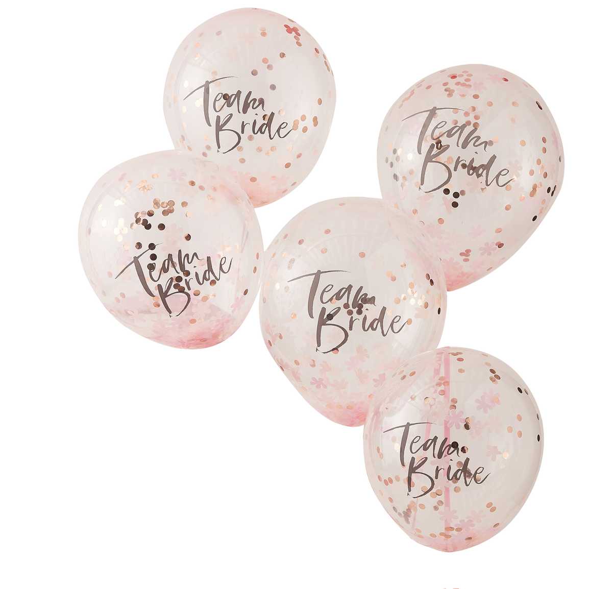 Konfetti Luftballons Design "Floral JGA" | "Team Bride" | JGA Partyzubehör | 5 Stück