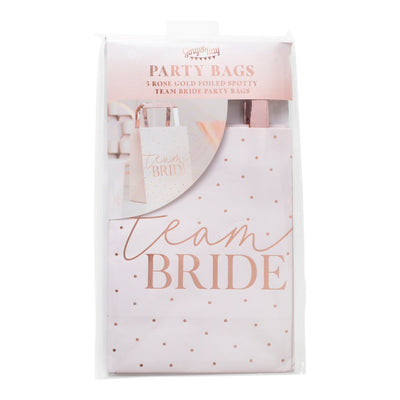 Papier-Geschenktüten Design "Roségold" | "Team Bride" | JGA Partyzubehör | 5 Stück