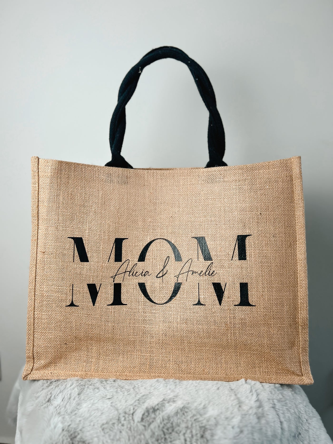 Jute-Geschenktasche / Jute-Shopper Design "MOM + Kind(er)" | Jutetasche für Mamas [personalisierbar / individualisierbar]