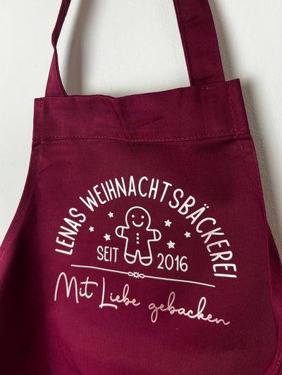 Kinder-Backschürze Design "Weihnachtsbäckerei" | Weihnachtsgeschenk | Schürze für Kinder mit Namen & Geburtsjahr [individualisierbar / personalisierbar]