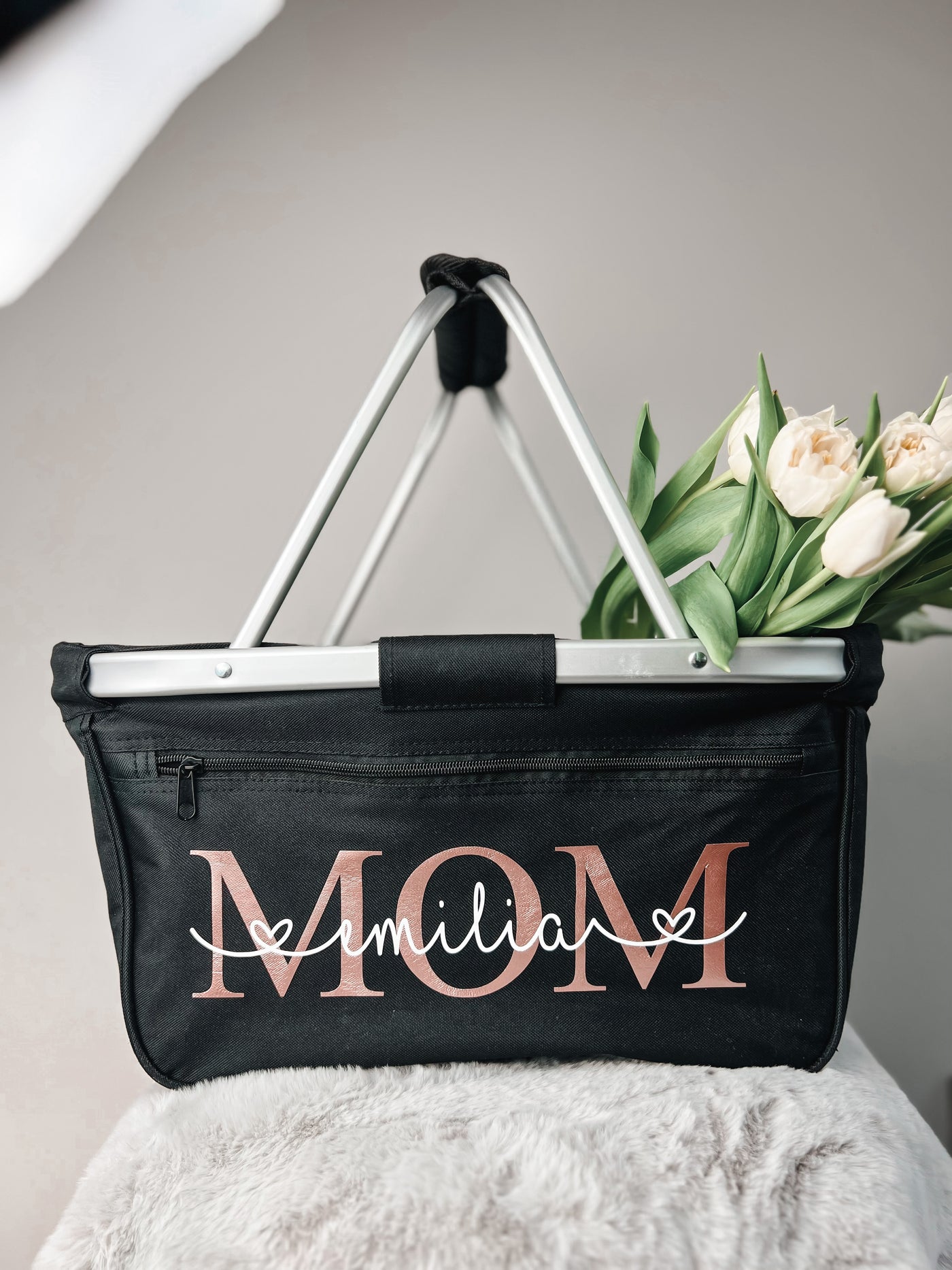 Einkaufskorb Design "MOM EST."⎟Einkaufskorb mit Kindernamen & -geburtsjahr [personalisierbar / individualisierbar]