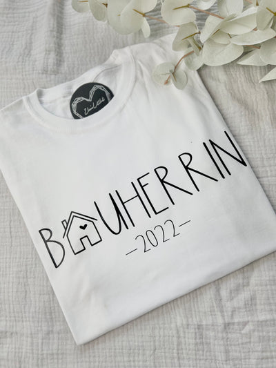 Damen T-Shirt Design "Bauherrin" | Damen Kurzarmshirt für Bauherrinnen & frischgebackene Hausbesitzer [individualisierbar]