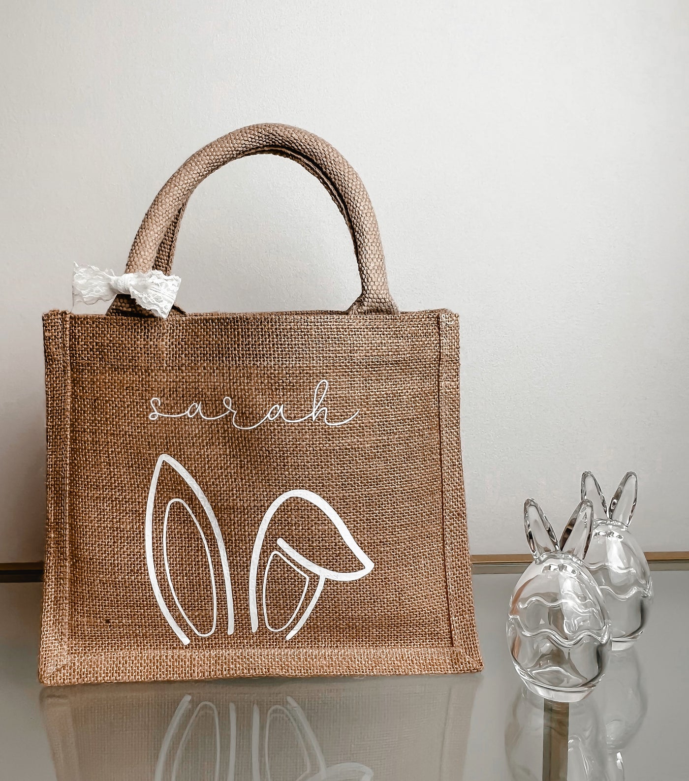 Jute-Geschenktasche / Jute-Shopper Design "Hasenöhrchen" | Geschenktüte für Ostergeschenke [individualisierbar / personalisierbar]