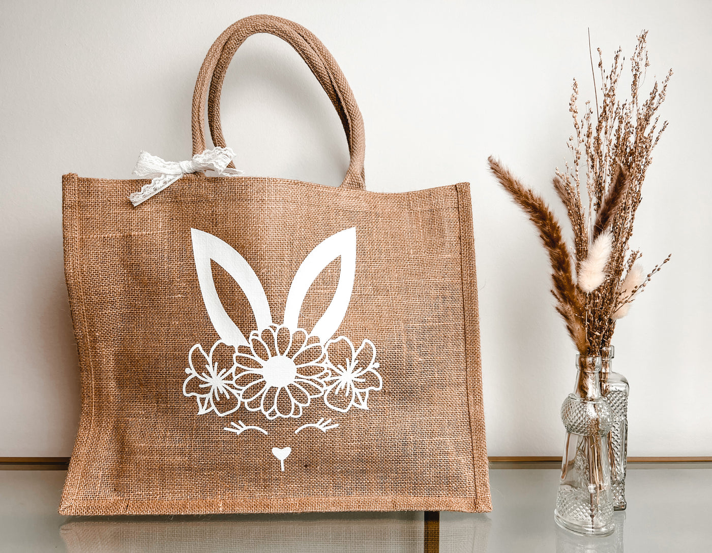 Jute-Geschenktasche / Jute-Shopper Design "Häschen" | Geschenktüte für Ostergeschenke [individualisierbar]