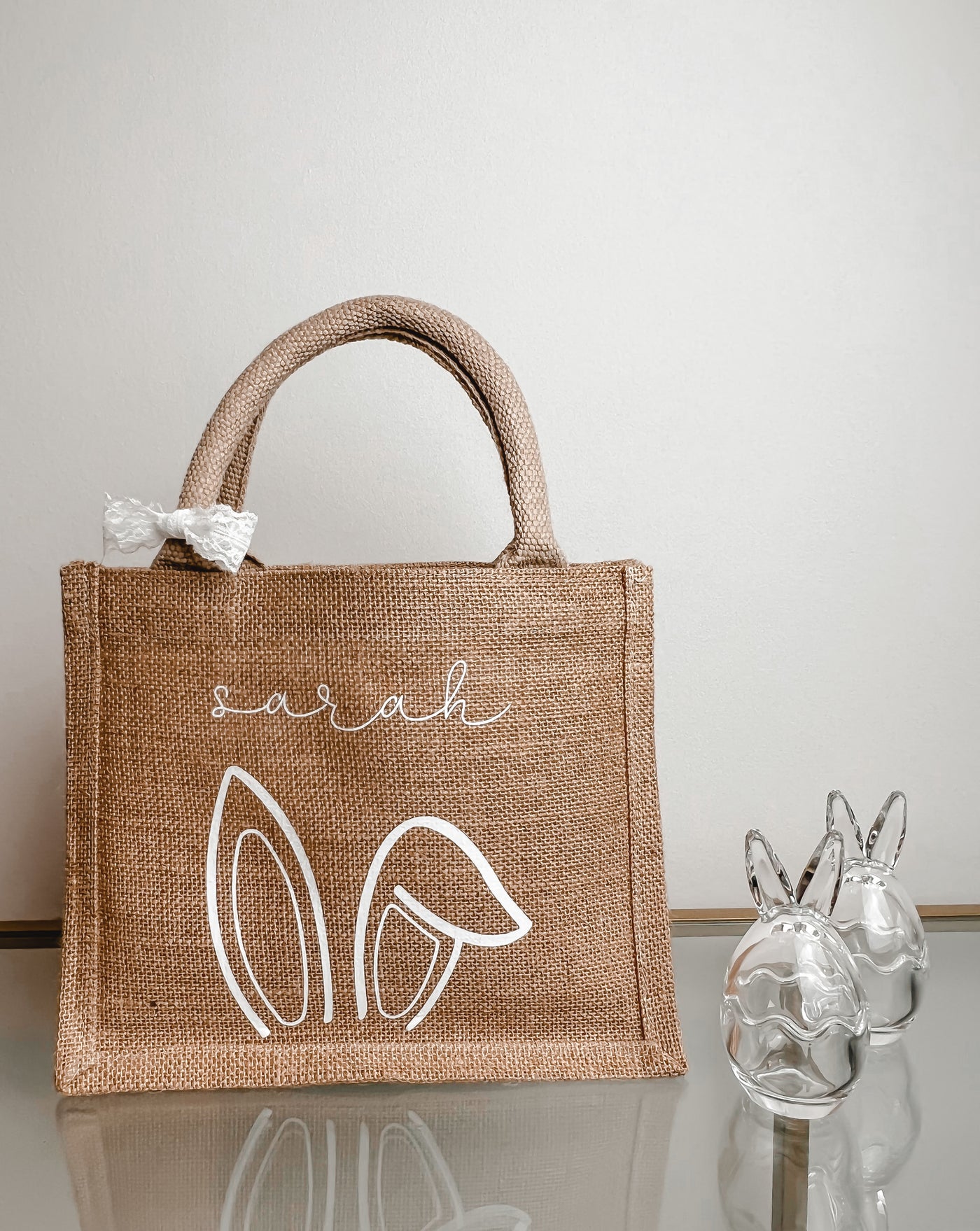 Jute-Geschenktasche / Jute-Shopper Design "Hasenöhrchen" | Geschenktüte für Ostergeschenke [individualisierbar / personalisierbar]