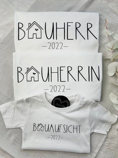 3-er Sparset | T-Shirts für Bauherr/innen und Mini Bauherr/innen | [individualisierbar]