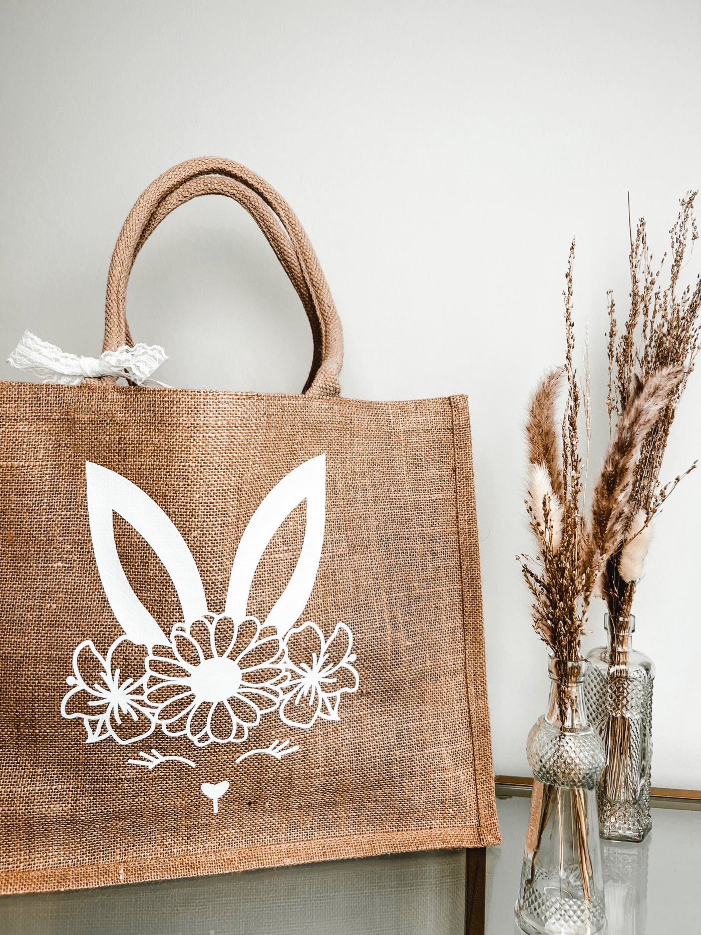 Jute-Geschenktasche / Jute-Shopper Design "Häschen" | Geschenktüte für Ostergeschenke [individualisierbar]