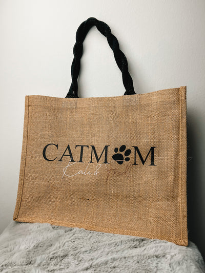 Jute-Geschenktasche / Jute-Shopper Design "Pfötchen" | Shopping Bag für Tierliebhaber [individualisierbar / personalisierbar]