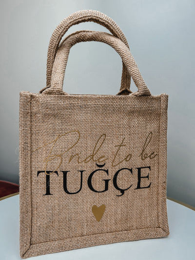 Jute-Geschenktasche / Jute-Shopper Design "JGA" | Jute Bag für die Braut und Brautmädels | Geschenke für Bride to be, Trauzeugin, Brautjungfern, Team Bride [individualisierbar / personalisierbar]