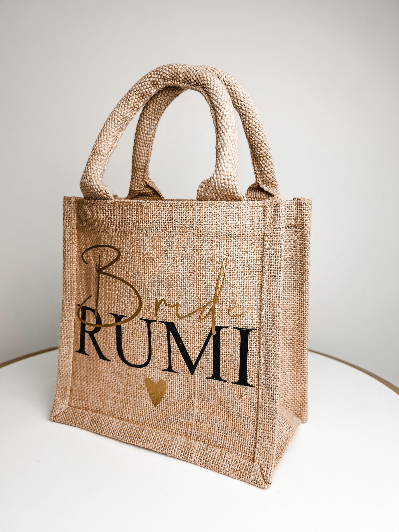 Jute-Geschenktasche / Jute-Shopper Design "JGA" | Jute Bag für die Braut und Brautmädels | Geschenke für Bride to be, Trauzeugin, Brautjungfern, Team Bride [individualisierbar / personalisierbar]