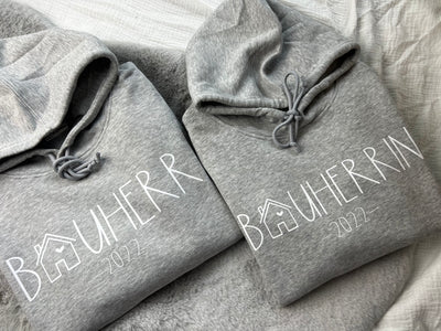 2-er Sparset | Hoodies für Bauherr/innen | Partnerpullover für frischgebackene Hausbesitzer [individualisierbar]