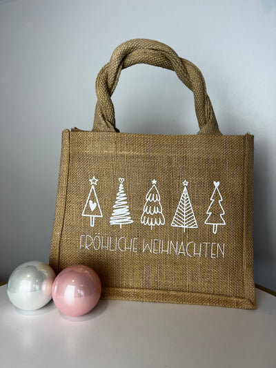 Jute-Geschenktasche / Jute-Shopper Design "Weihnachten" | Geschenktüte / Weihnachtsgeschenke [individualisierbar]