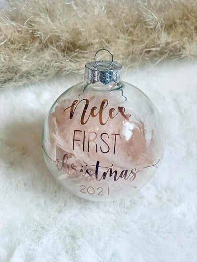 Weihnachtskugel "First Christmas"⎟transparente Christbaumkugel⎟Baumschmuck zum Verschenken