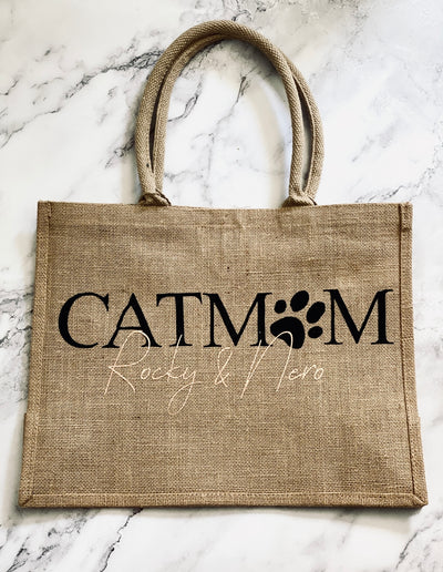 Jute-Geschenktasche / Jute-Shopper Design "Pfötchen" | Shopping Bag für Tierliebhaber [individualisierbar / personalisierbar]