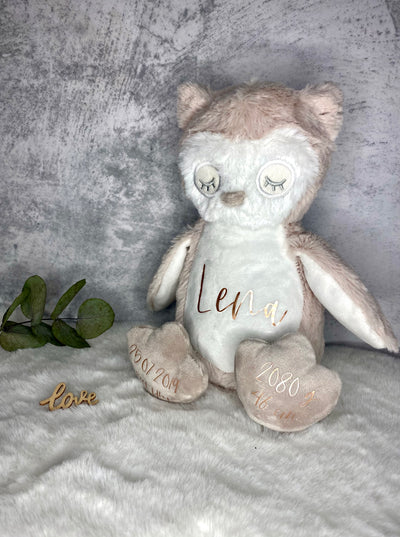 Plüschtier Design "Baby Owl" | Kuscheltier mit Namen & Geburtsdaten [individualisierbar / personalisierbar]